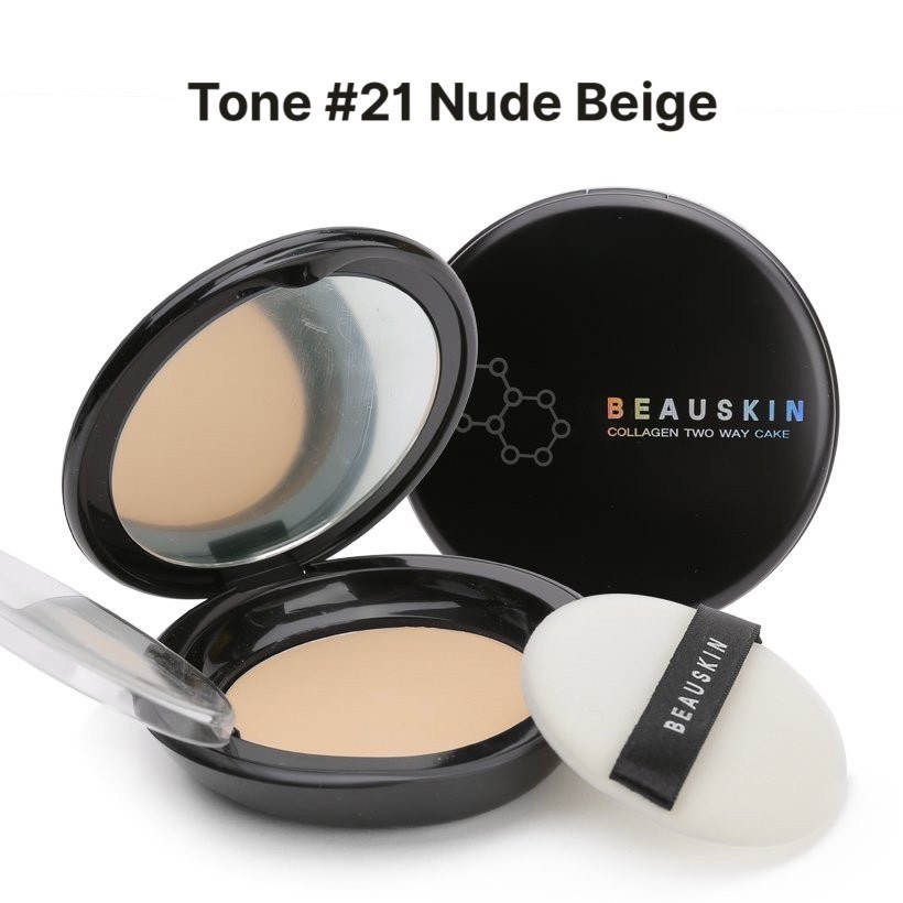 Phấn phủ nén siêu mịn, kiềm dầu, che khuyết điểm BEAUSKIN Collagen Two-Way Cake 12g