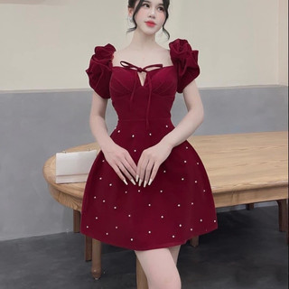 ĐẦM ĐEN VIỀN REN XOÈ TẦNG (chocker hoa cổ)
