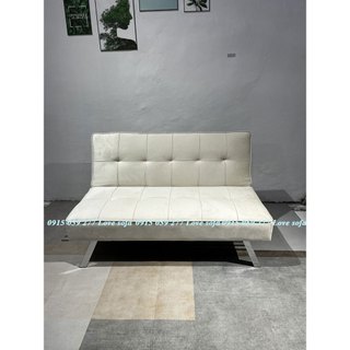 Ghế sofa bed mini dài 1m2 màu trắng kem chất vải nhung sang trọng giao hàng toàn quốc