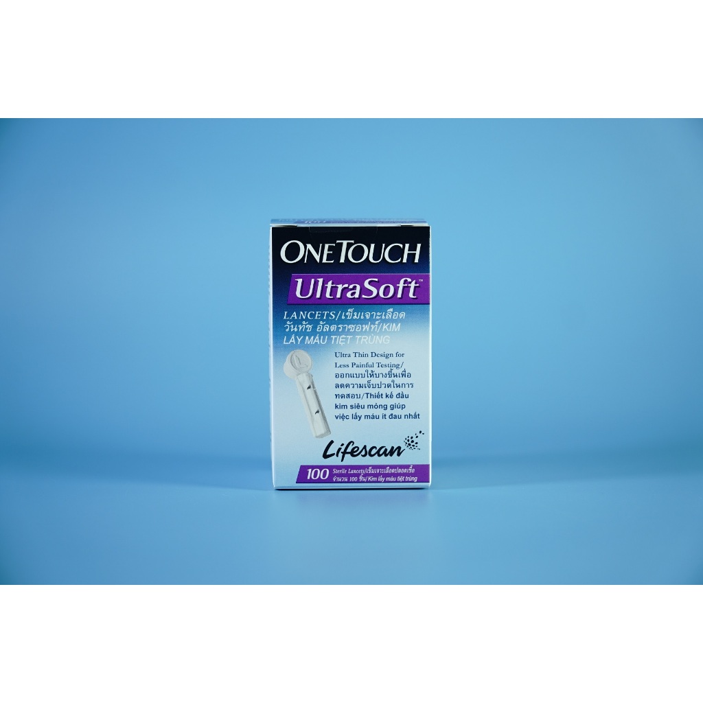Hộp 25 & 100 kim lấy máu bút lấy máu máy đo đường huyết Lifescan Onetouch Ultrasoft