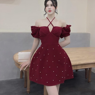 ĐẦM ĐEN VIỀN REN XOÈ TẦNG (chocker hoa cổ)