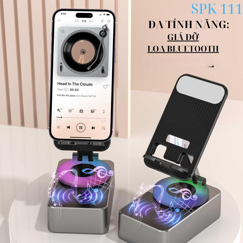 Loa bluetooth tích hợp sạc đa năng và giá đỡ điện thoại
