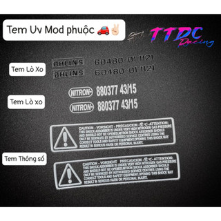 Tem thông số uv mực nổi dán lò xo bình dầu phuộc ✌🏻🚗