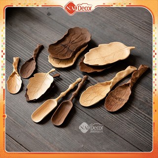 Muỗng trà nai decor bằng gỗ chạm khắc thủ công dùng làm phụ kiện chụp ảnh