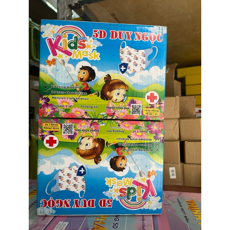 Khẩu Trang 5D Mask Kid Duy Ngọc Trẻ Em Cho Bé Kháng Khuẩn, Họa Tiết, Bền Đẹp