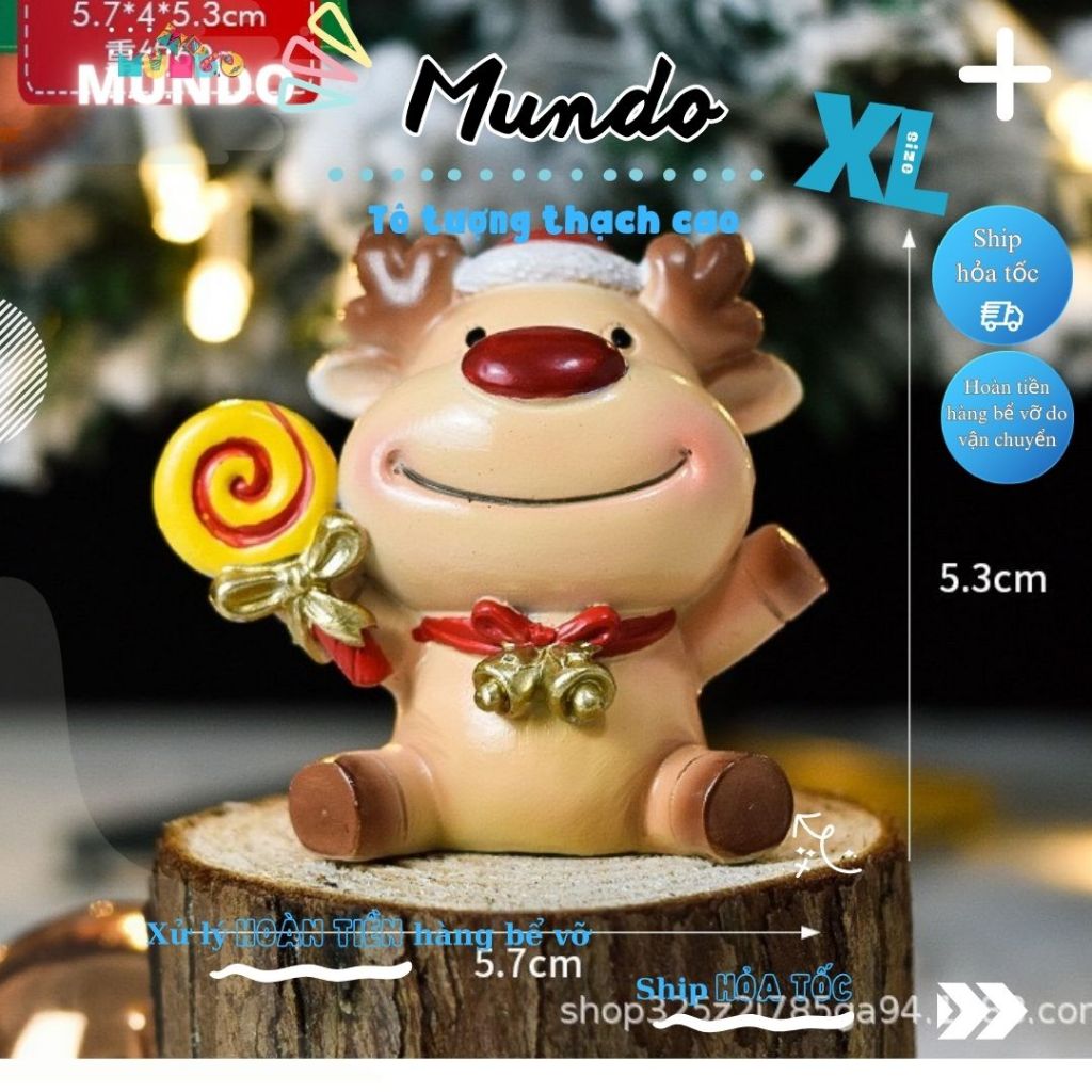 Tô Tượng Thạch Cao Bộ Noel 5 Nhân Vật SIZE L,Tượng Thạch Cao MUNDO