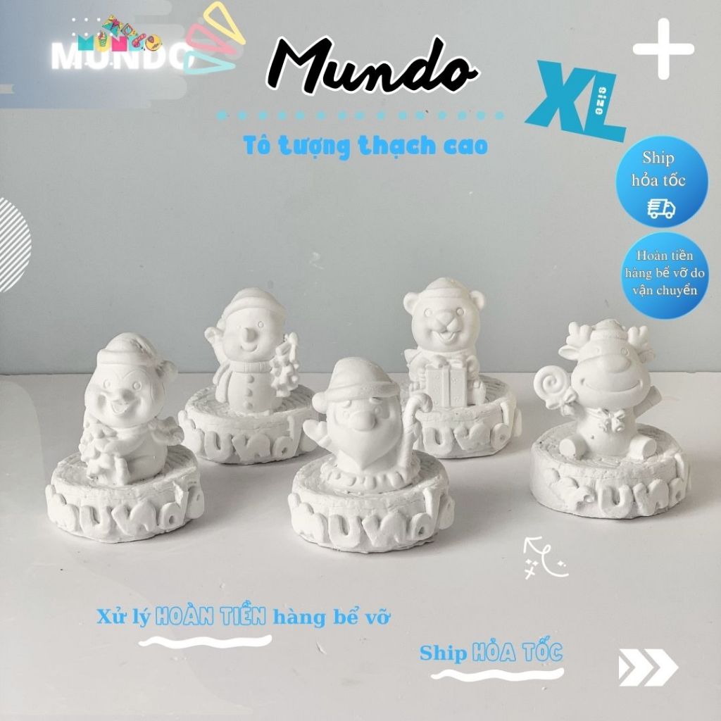 Tô Tượng Thạch Cao Bộ Noel 5 Nhân Vật SIZE L,Tượng Thạch Cao MUNDO