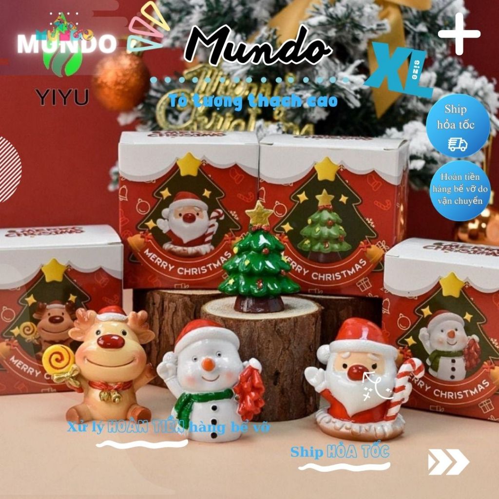 Tô Tượng Thạch Cao Bộ Noel 5 Nhân Vật SIZE L,Tượng Thạch Cao MUNDO