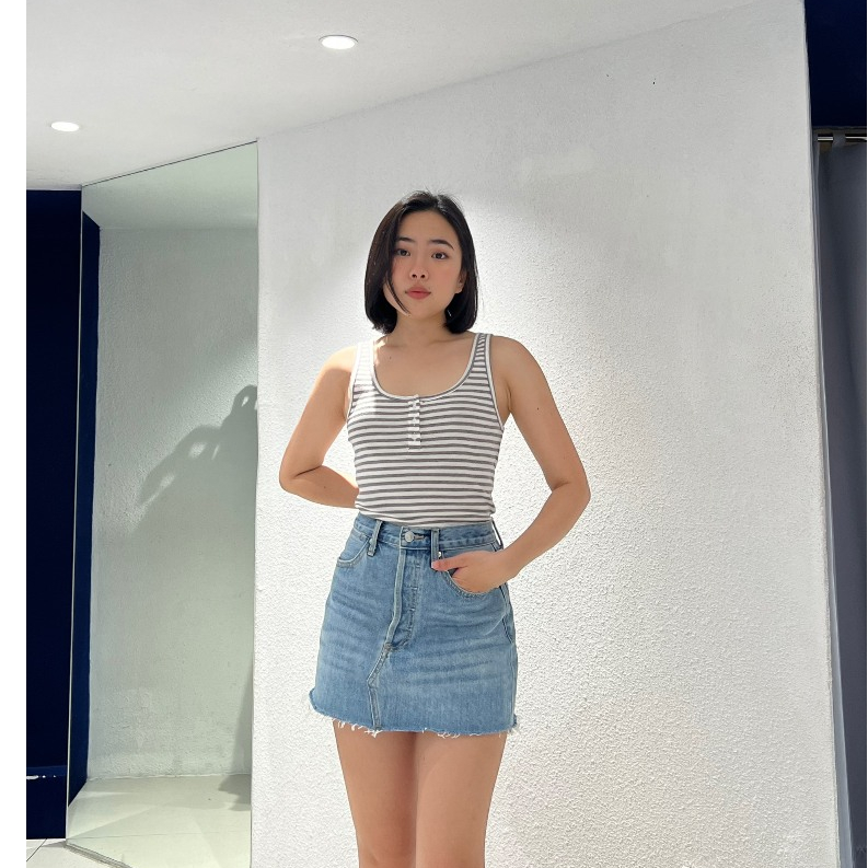 TheBlueTshirt - Áo hai dây nữ - Icon Striped Tank - White Sparkle