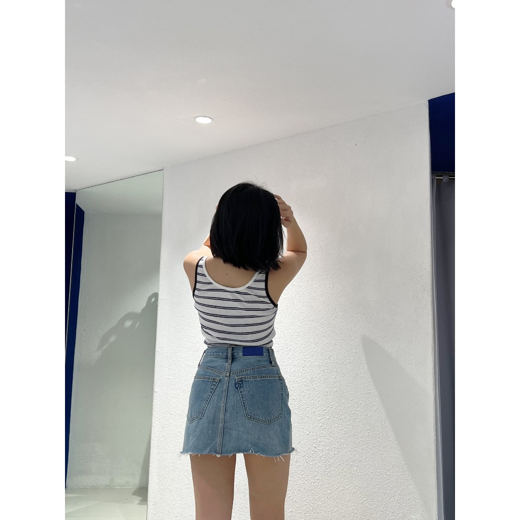 BlueBlue - Áo ba lỗ nữ - Icon Striped Tank - Navy Blue/White