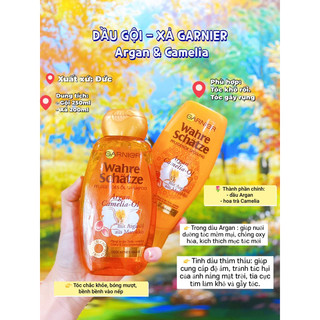 BỘ GỘI- XẢ- Ủ GARNIER Wahre Schätze Argan tinh dầu & hoa Camelia