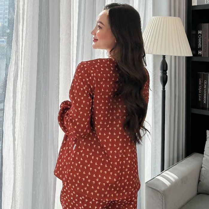 MEDYLA - Bộ đồ bầu mặc nhà thu đông dáng dài nhung tex có khóa cho bầu mặc thoải mái trong và sau sinh - BST1617