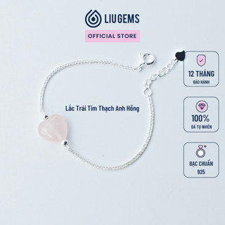 Lắc Tay Bạc 925 Trái Tim Thạch Anh Hồng Liugems Nữ Tính Thanh Lịch Thời Trang VB31