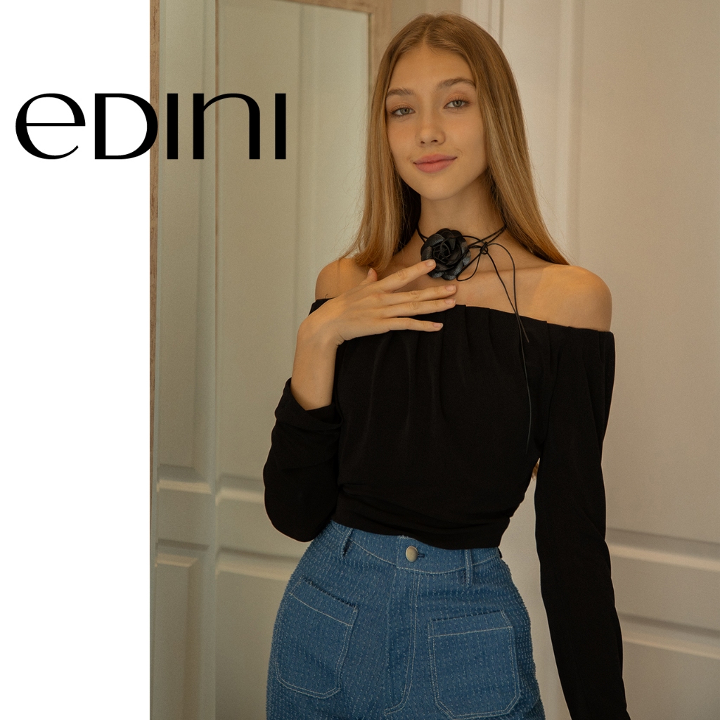 Áo Thun Tay Dài Cổ Xếp Nếp - EDINI - A1619