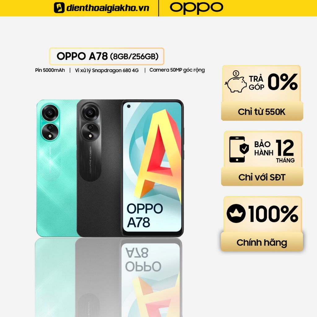 Điện Thoại Oppo A78  Chính Hãng - Bảo Hành 12 Tháng