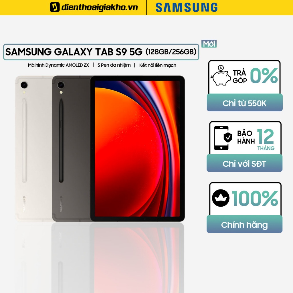 Máy Tính Bảng Samsung Galaxy Tab S9 Wifi / 5G  - Hàng Chính Hãng, Nguyên Seal