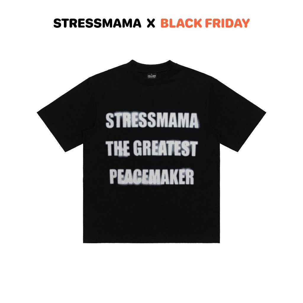 Stressmama Áo thun STP Boxy T-Shirt màu đen chất liệu Cotton vải dày 280 GSM thoáng mát in lụa thủ công Local Brand