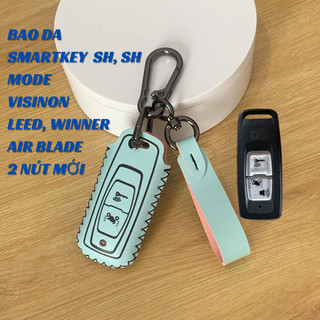 Bao da chìa khoá xe Honda SH 2021, SH 2022,2023 SH 350i, SH mode Vision Airblade Leed 2 nút bấm mới khâu tay