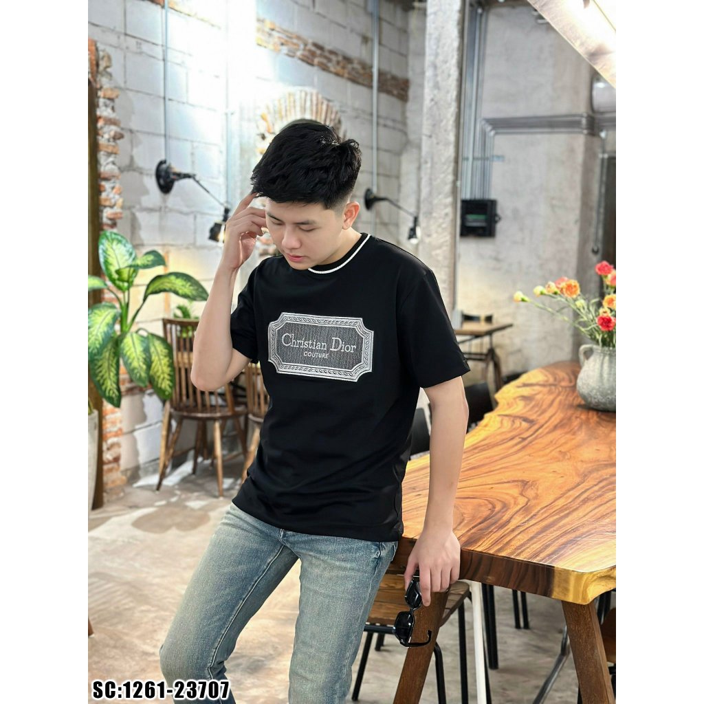 Áo phông nam nữ D i o r thêu , áo thun nam nữ mùa hè  hàng hottrend sỉ 5 sp trở lên
