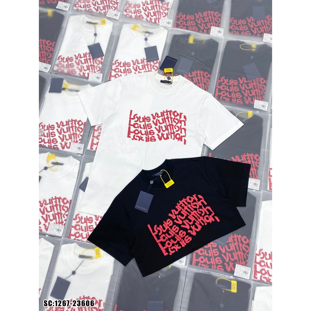 Áo thun in dập siêu hot, hàng cực đẹp, thêu chữ thêu hình gấu bo cổ nam nữ