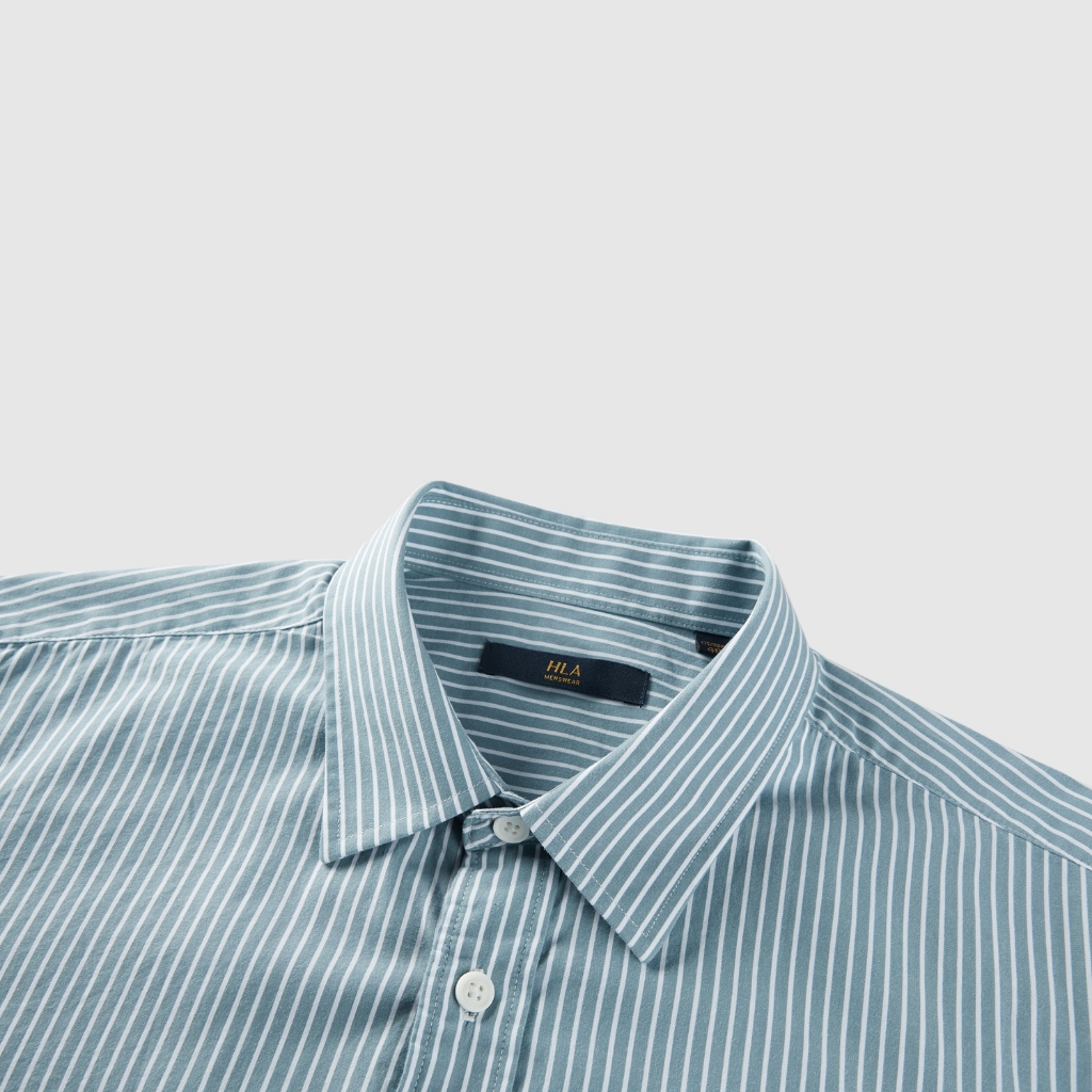 HLA - Áo sơ mi nam dài tay cổ trụ 100% cotton mềm mại trơn nhẵn Button-down vertical striped long sleeves cotton Shirt