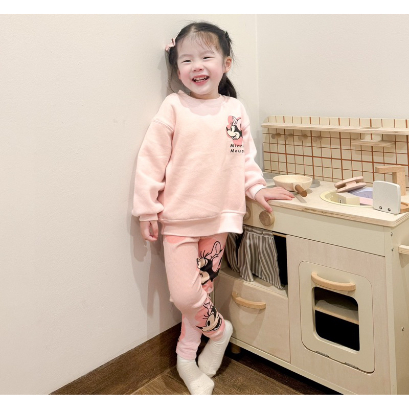 BN090- Bộ MICKEY hồng cam mix legging tăm trẻ em VNXK