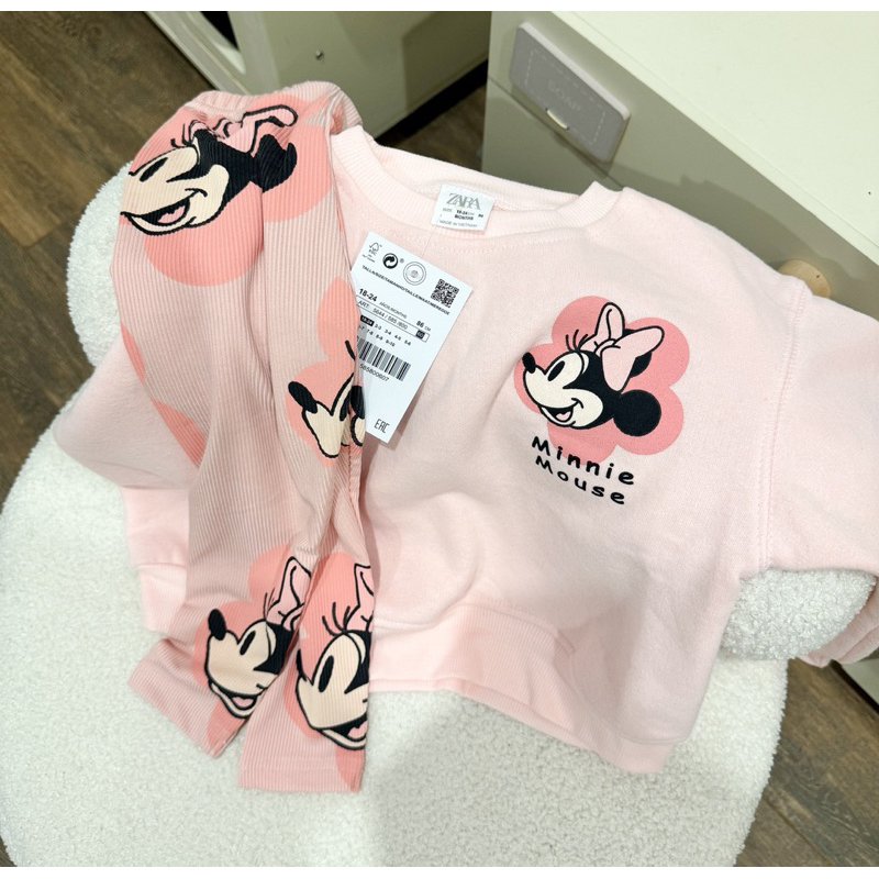 BN090- Bộ MICKEY hồng cam mix legging tăm trẻ em VNXK
