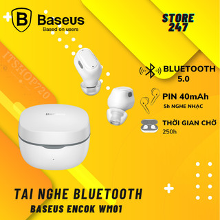 Tai nghe nhét tai không dây baseus wm01 tws chống ồn bluetooth 5.0 công nghệ chống tiếng ồn mới nhất