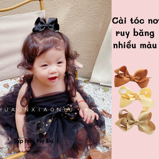 Nơ kẹp tóc ruy băng cổ điển 8cm nhiều màu pastel phong cách Hàn Quốc phụ kiện tóc công chúa cho bé gái