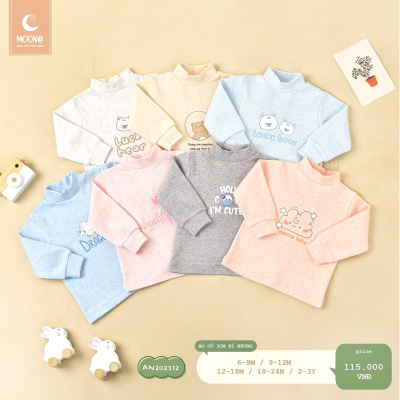 Áo giữ nhiệt Moon nỉ nhung cho bé trai bé gái