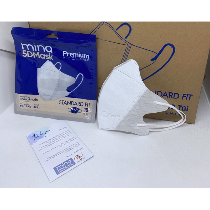 [COMBO 100 chiếc] Khẩu trang kháng khuẩn 3 lớp 5d mask Famapro size 40-60kg