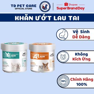 Hộp Khăn Ướt Lau Mắt Ố Bẩn Tiện Dụng Dành Cho Chó Mèo EYE - Giấy Ướt Nước Hoa Vệ Sinh Vết Ố Bẩn TD Pet Care
