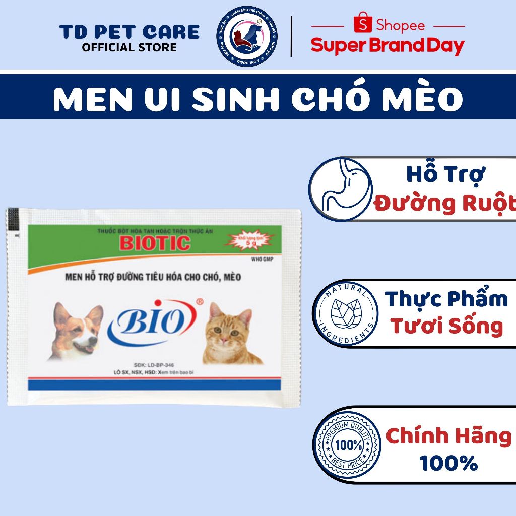 Combo 10 Gói Men Tiêu Hóa TD Bổ Sung Lợi Khuẩn Tiêu Hóa Dành Cho Chó Mèo