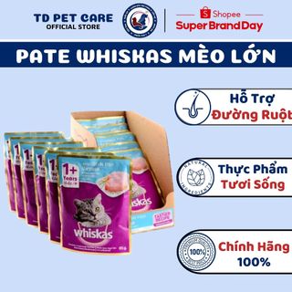 Combo 28 gói pate dành cho mèo whiskas - 1 hộp pate gói dành cho thú cưng vị ngẫu nhiên td pet care