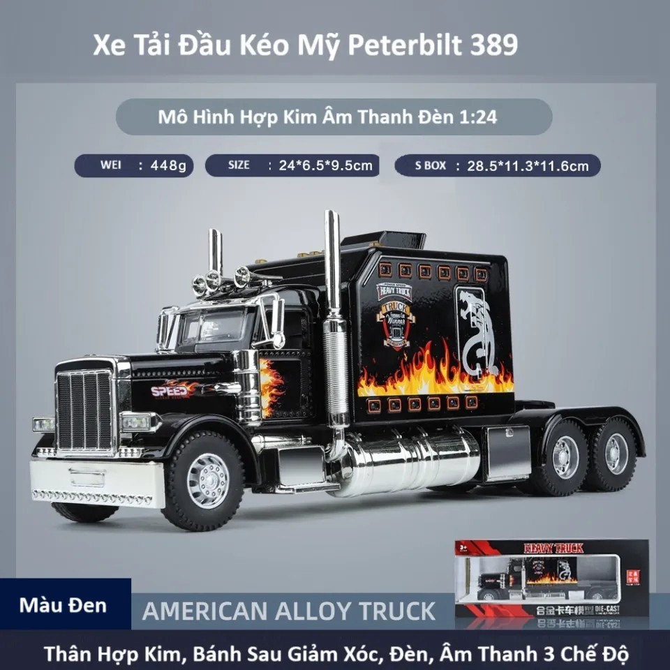 Mô Hình tĩnh đồ chơi Xe ô tô Tải Đầu Kéo Heavy Truck Mỹ Hợp Kim Tỉ Lệ 1:24 Có Đèn, Âm Thanh giá thành rẻ nhất Việt Nam