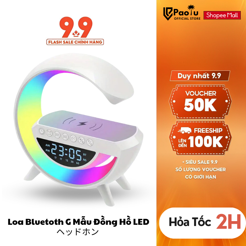 Loa Bluetooth Chữ G Led RGB, Sạc Nhanh Không Dây, Đèn Nháy Theo Nhạc, Thiết Kế Sang Trọng, Âm Thanh Sống Động