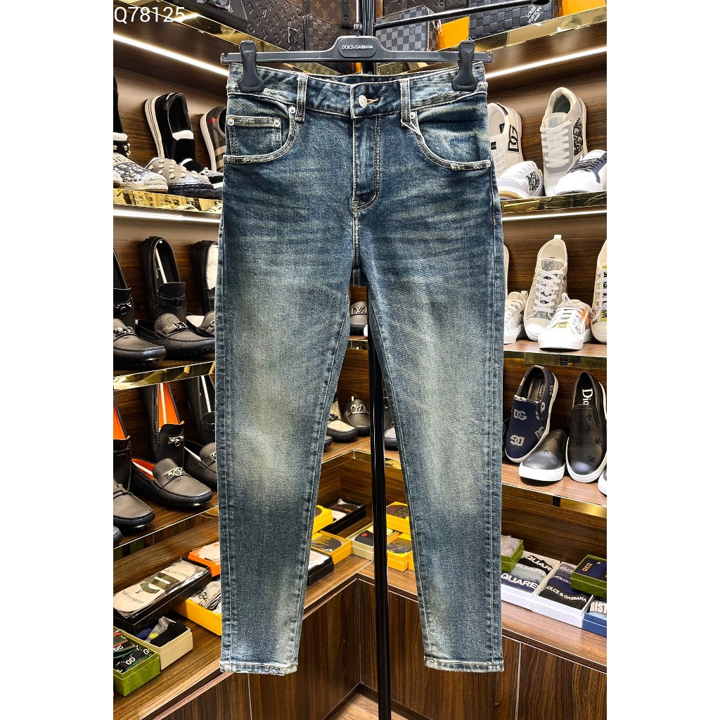 Quần Jean Dior Xanh bạc tag da check túi sau họa tiết monogram LA 1-1 on web