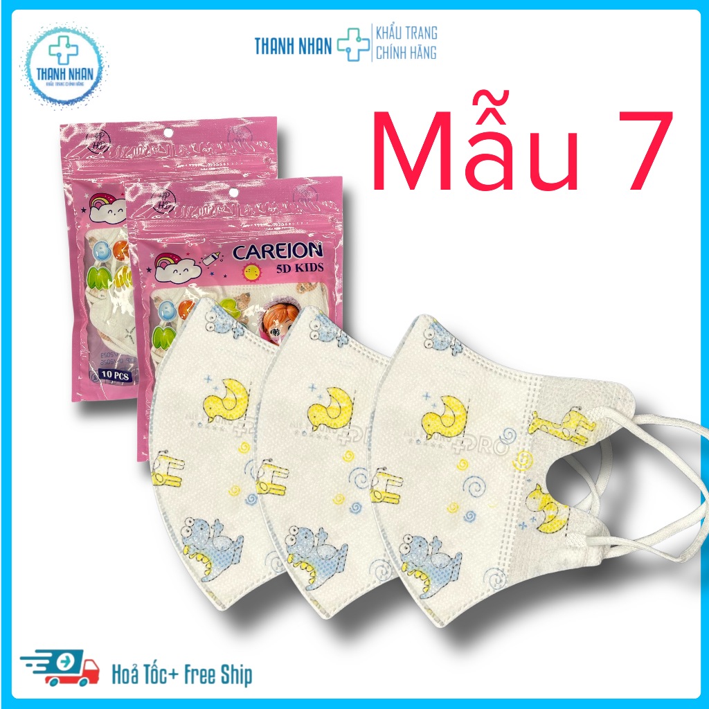 Khẩu Trang 5D Trẻ Em,Dành Cho Bé Từ 2-10 Tuổi, 15-30kg. Dây Đeo Co Giãn Không Gây Đao Tai.