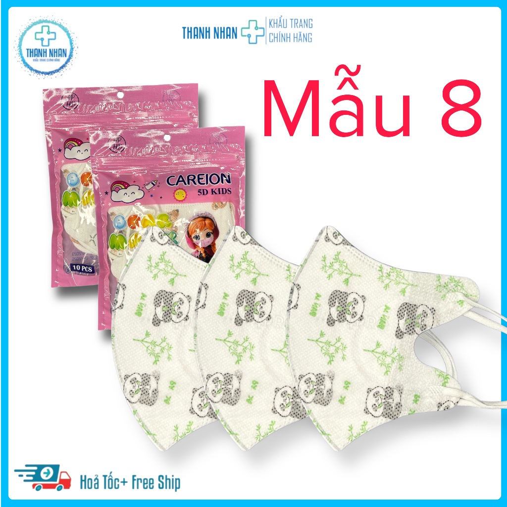 Khẩu Trang 5D Trẻ Em,Dành Cho Bé Từ 2-10 Tuổi, 15-30kg. Dây Đeo Co Giãn Không Gây Đao Tai.