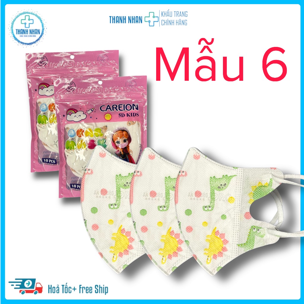 Khẩu Trang 5D Trẻ Em,Dành Cho Bé Từ 2-10 Tuổi, 15-30kg. Dây Đeo Co Giãn Không Gây Đao Tai.