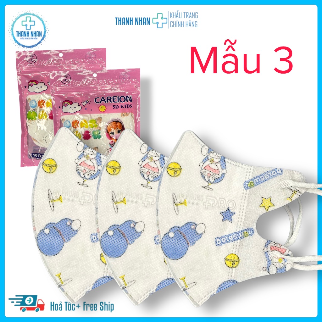 Khẩu Trang 5D Trẻ Em,Dành Cho Bé Từ 2-10 Tuổi, 15-30kg. Dây Đeo Co Giãn Không Gây Đao Tai.