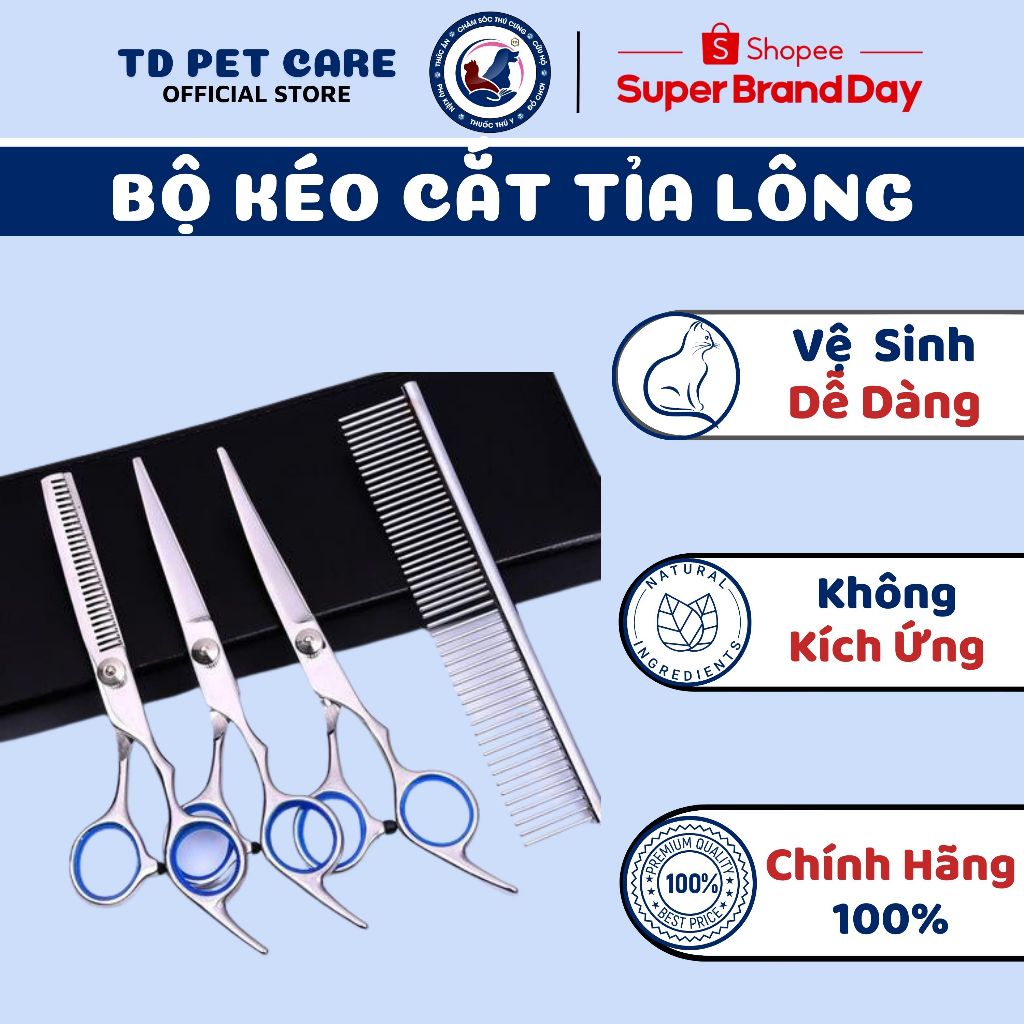 Bộ Kéo Cắt Tỉa Lông Dành Cho Chó Mèo Tại Nhà PAKISTAN - Kéo Cắt Lông Dành Cho Thú Cưng (Tặng Kèm Bao Da)