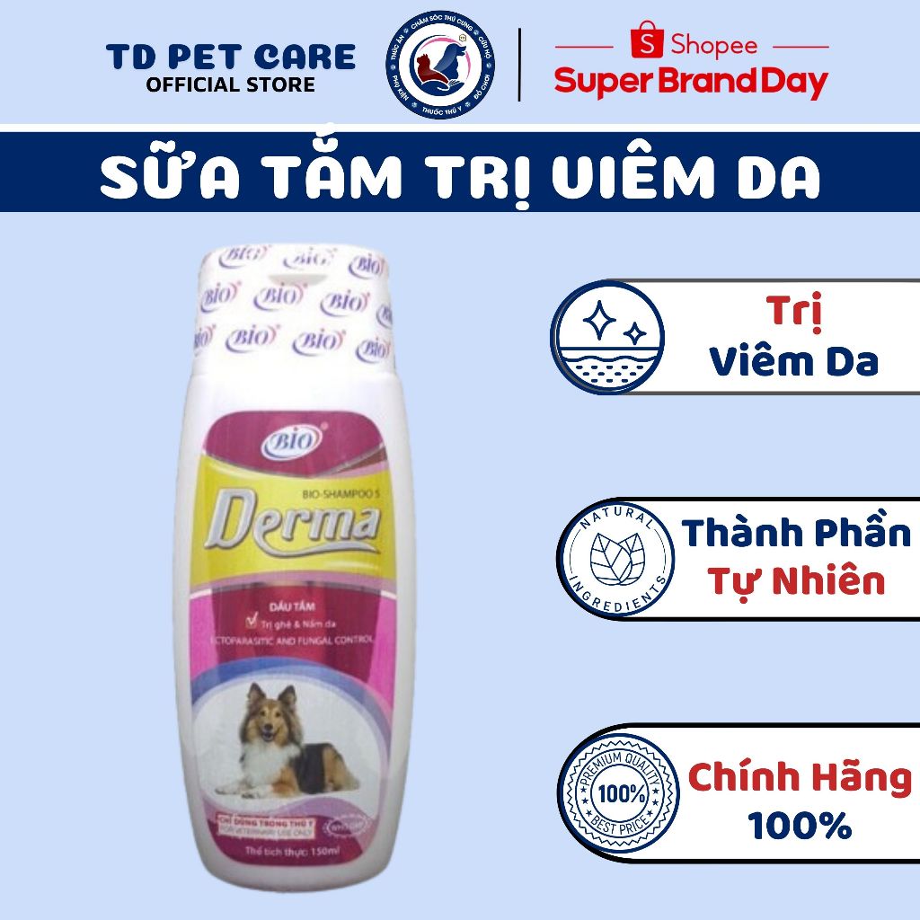 Sữa Tắm Mèo Ve Rận Cho Mèo TD Bio Derma 150ml