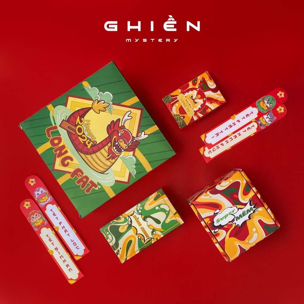 Combo chơi Tết "Long Fat" 4 món Board game - Bộ tứ danh hề, vui Tết banh nóc 2024 | Ghiền Mystery