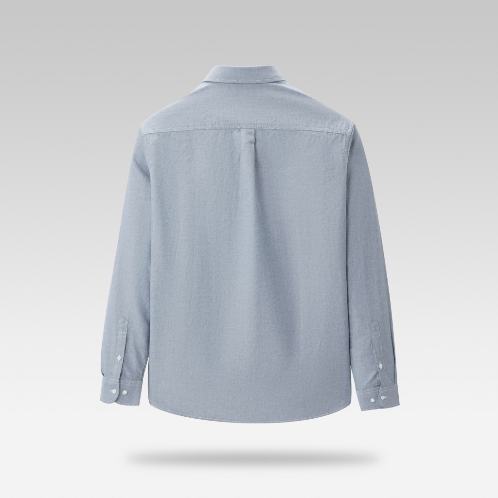 HLA - Áo sơ mi nam dài tay công sở phối chữ 100% cotton Button-down classic long-sleeved 100% cotton Shirt