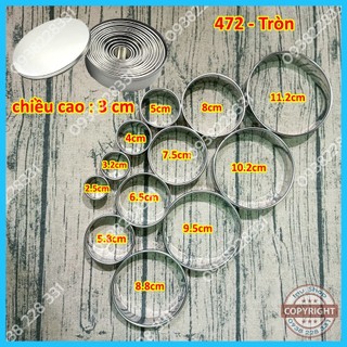 HCM - Bộ 12 khuôn mousse tròn inox, khuôn cutter cắt bột, cắt bánh quy cookies