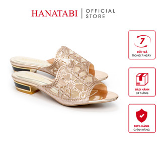 Dép Nữ Cao Gót Viền Đồng 3cm Hanatabi Quai Lưới Đính Đá Đế TA Cao Cấp Bigsize (35-41) Mã HNDE3F950