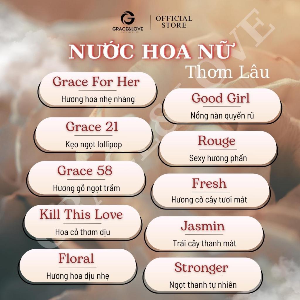 Nước hoa nữ thơm lâu chính hãng Grace And Love 10ml tinh dầu nước hoa nữ dầu thơm nam nữ lưu hương 24h sử dụng cho body