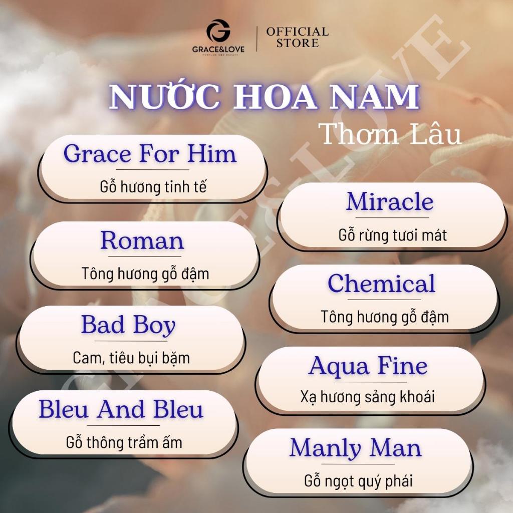 Nước hoa nữ thơm lâu chính hãng Grace And Love 10ml tinh dầu nước hoa nữ dầu thơm nam nữ lưu hương 24h sử dụng cho body