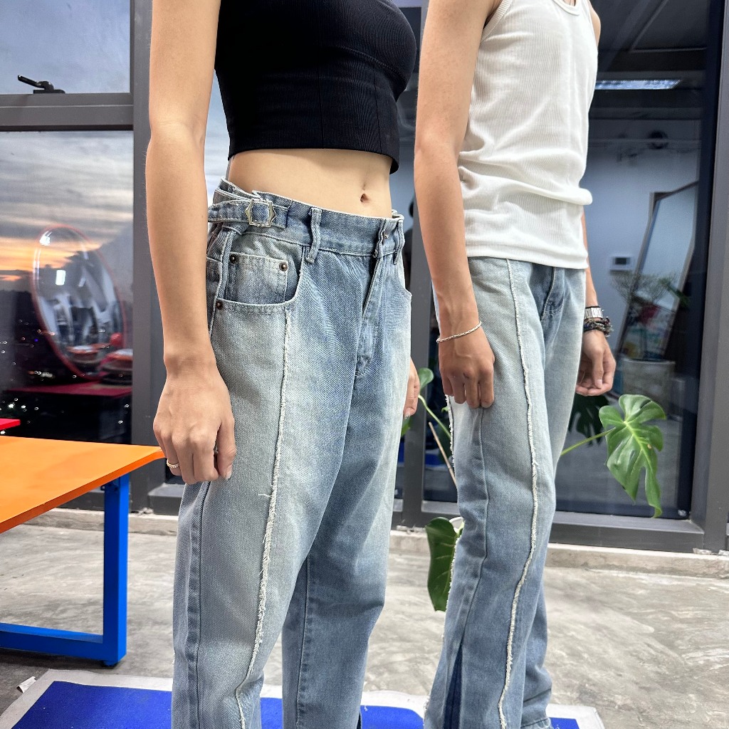 QUẦN FLARE JEANS  INDIGO BLUE  WASHED - ỐNG LOE - Hungocb Studio
